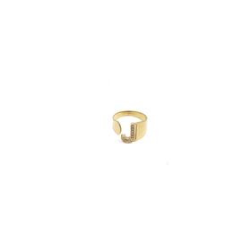 Anillo Dorado Letra J para Mujer