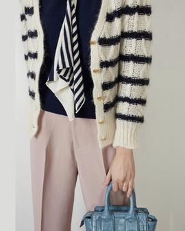 Chaqueta Punto Montoto Ochos Rayas Beige para Mujer