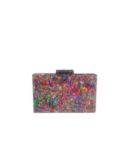 Clutch Rígido Papeles Multicolor Rojo para Mujer