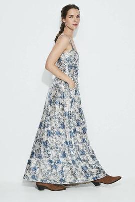 Vestido H.Preppy Cremallera Lentejuela Largo Azul para Mujer