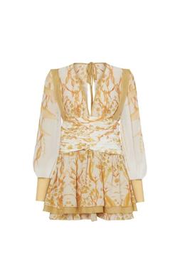 Vestido Masavi Corto Plisado Hojas para Mujer