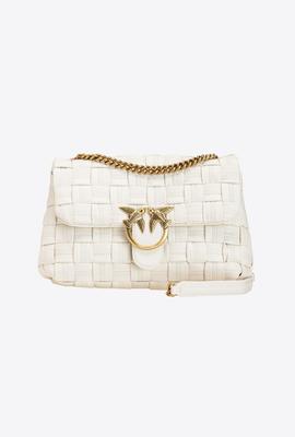 Bolso Pinko Love Classic Puff Weave Blanco Roto para Mujer