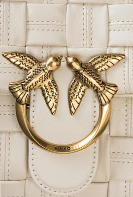 Bolso Pinko Love Classic Puff Weave Blanco Roto para Mujer