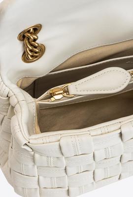 Bolso Pinko Love Classic Puff Weave Blanco Roto para Mujer