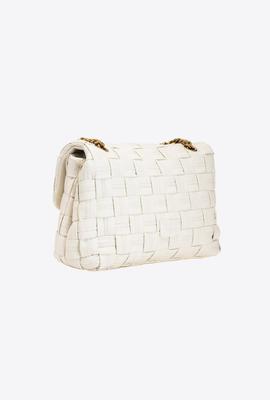 Bolso Pinko Love Classic Puff Weave Blanco Roto para Mujer