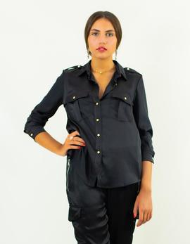 Camisa Miss Miss militar negra para mujer