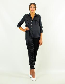 Camisa Miss Miss militar negra para mujer