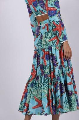 Falda Carmen Horneros Romántica Abertura Azul para Mujer