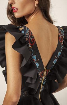 Vestido Corto Masavi Volantes Mariposa Negro para Mujer