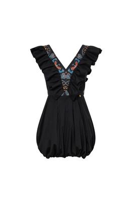 Vestido Corto Masavi Volantes Mariposa Negro para Mujer