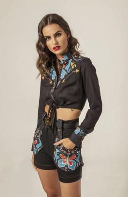 Camisa Masavi Canesú Nudo Mariposa para Mujer