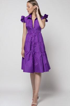 Vestido Matilde Cano Camisero Muaré Morado para Mujer
