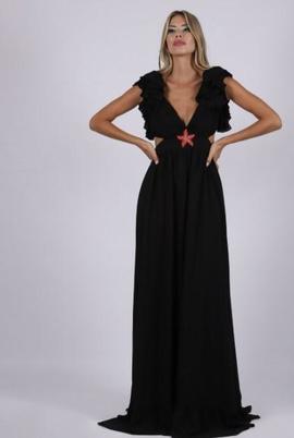 Vestido Largo Carmen Horneros Aberturas Negro para Mujer