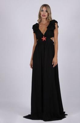 Vestido Largo Carmen Horneros Aberturas Negro para Mujer