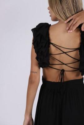 Vestido Largo Carmen Horneros Aberturas Negro para Mujer