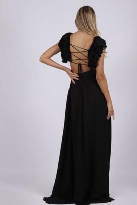 Vestido Largo Carmen Horneros Aberturas Negro para Mujer