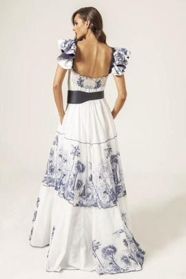 Vestido Largo Masavi Volantes Hombro Salvaje Blanco para Muj