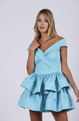 Vestido Carmen Horneros Falda Crin Celeste para Mujer