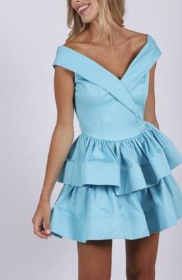 Vestido Carmen Horneros Falda Crin Celeste para Mujer