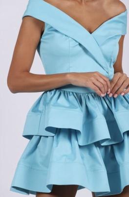 Vestido Carmen Horneros Falda Crin Celeste para Mujer