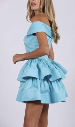 Vestido Carmen Horneros Falda Crin Celeste para Mujer