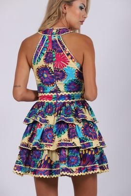 Vestido Halter Carmen Horneros Volantes Picunelas para Mujer