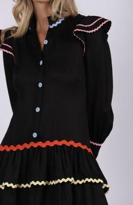 Vestido Camisero Carmen Horneros Picunelas Negro para Mujer