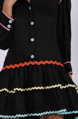 Vestido Camisero Carmen Horneros Picunelas Negro para Mujer