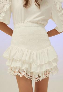 Falda Isabelle Blanche Volantes Blanca para Mujer