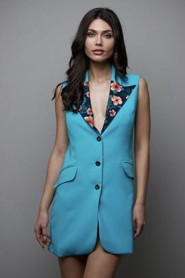 Chaleco Mangata Solapa Contraste Turquesa para Mujer