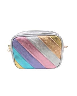 Bolso Bandolera Rayas Multicolor Metalizado para Mujer