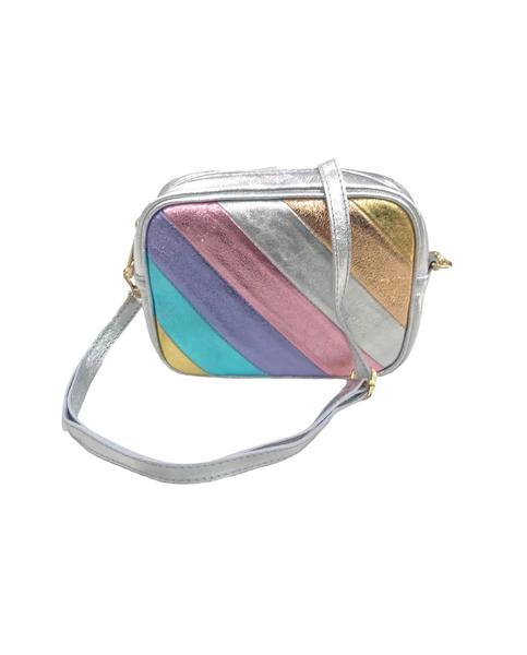 Rayo El propietario Delgado Bolso Bandolera Rayas Multicolor Metalizado para Mujer