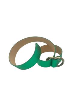 Cinturón Piel Verde Metalizado para Mujer
