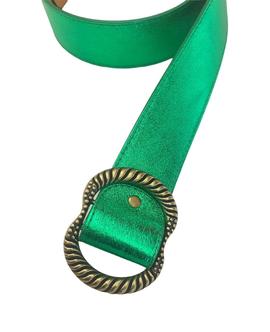 Cinturón Piel Verde Metalizado para Mujer