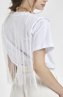 Camiseta Silvian Heach Over Flecos Blanca para Mujer