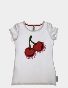 Camiseta Mangata M/C Cerezas Blanca para Mujer