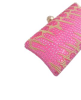 Clutch Fiesta Brillos Rosa y Dorado para Mujer