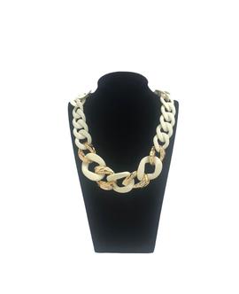 Collar Eslabones Beige y Dorado para Mujer