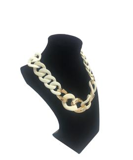 Collar Eslabones Beige y Dorado para Mujer