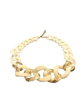 Collar Eslabones Beige y Dorado para Mujer