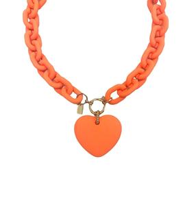 Collar Eslabones Corazón Naranja para Mujer