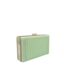 Clutch Rayas Relieve Verde Pastel para Mujer