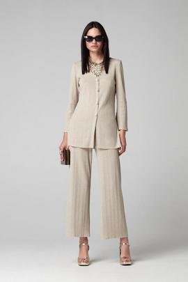 Pantalón Jogger Oky Ancho-Canalé Lúrex Beige para Mujer