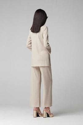 Pantalón Jogger Oky Ancho-Canalé Lúrex Beige para Mujer