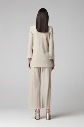 Pantalón Jogger Oky Ancho-Canalé Lúrex Beige para Mujer