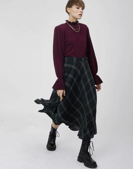 Falda Larga Silvian Heach Mary Cuadros Verde para Mujer