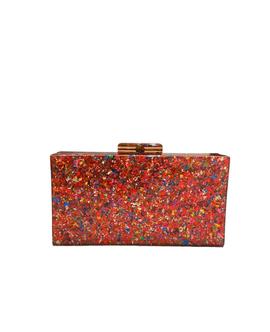 Clutch Rectangular Papeles Rojo para Mujer