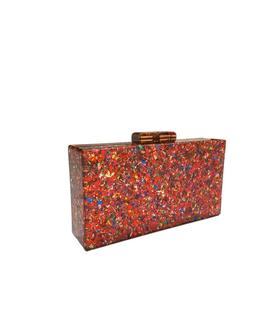 Clutch Rectangular Papeles Rojo para Mujer