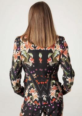 Blazer Masavi Estampado Flores Negro para Mujer