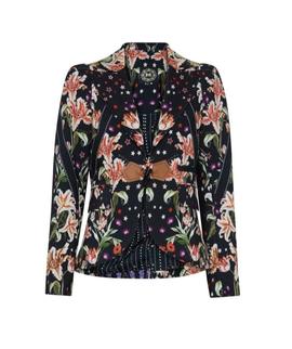 Blazer Masavi Estampado Flores Negro para Mujer